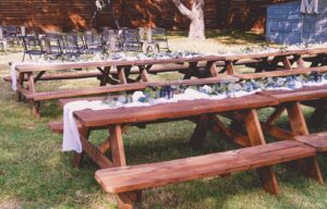 Outdoor Wood Picnic Tables (Qty 6)