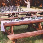 Outdoor Wood Picnic Tables (Qty 6)